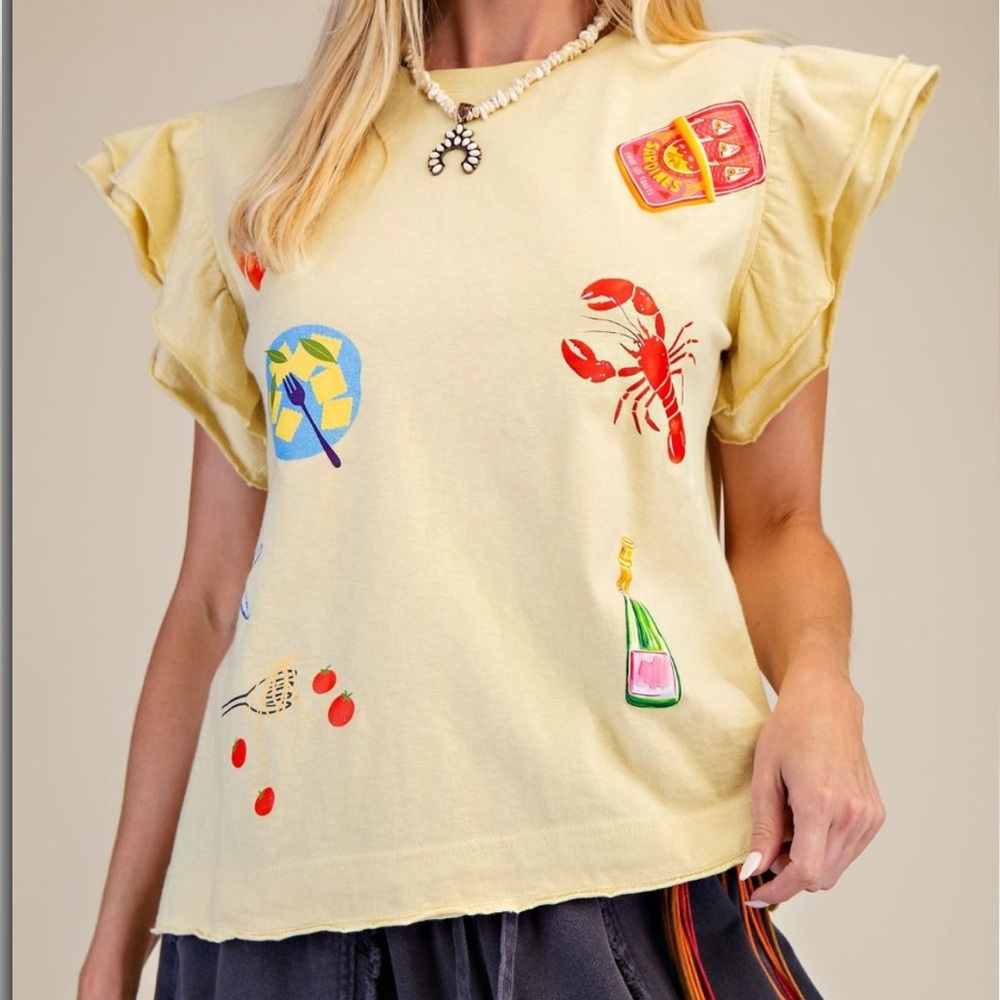 Easel Eclectic Printed Top